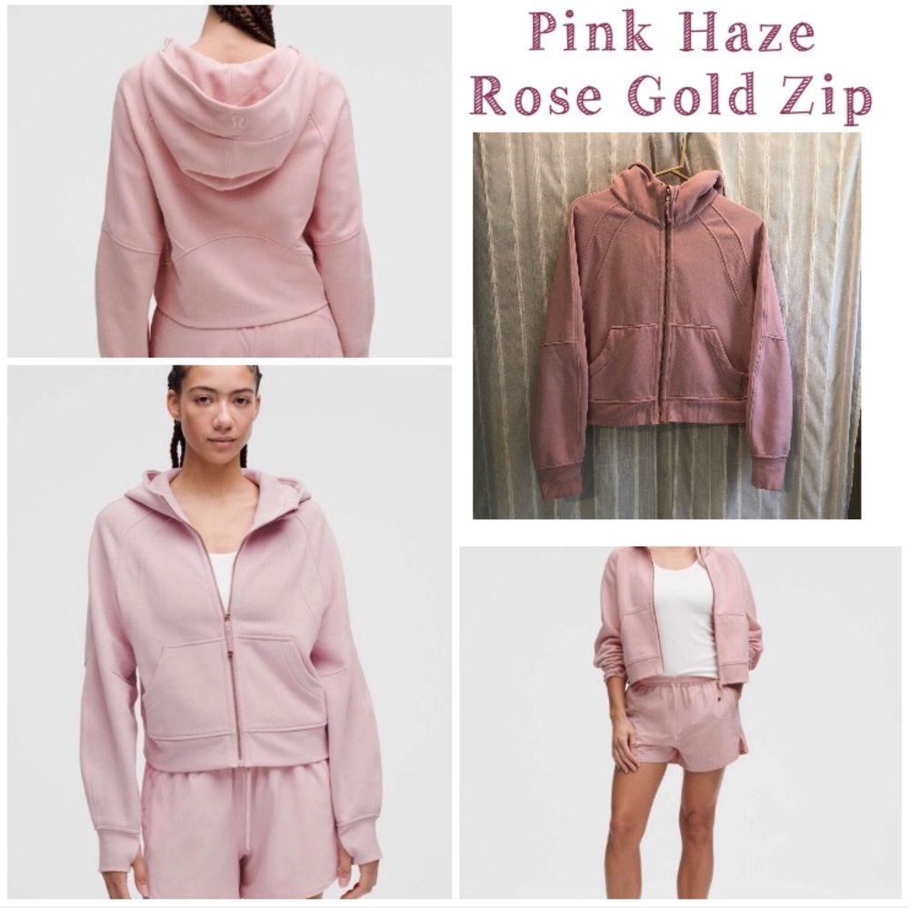 Lululemon Oversized Scuba Full Zip Hoodie Pink Haze M/L 8 10 12 14 Rose Gold Zip